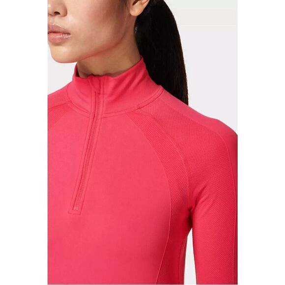 Sweaty Betty Athlete Seamless Half Zip Long Sleeve Top Glow Pink Size US 8, UK M - Picture 2 of 12